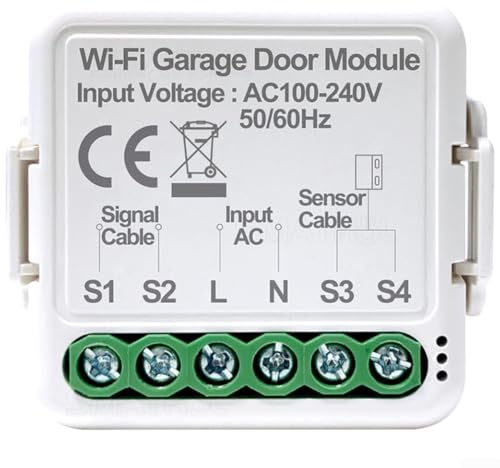 GLFLOW Interruttore apriporta del garage Smart WiFi per controllo vocale e app, monitoraggio remoto, facile installazione, bianco