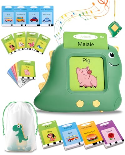 224 Palabras flashcards niños italiano e inglés, amigo vocabolo juego italiano, juegos montessori 2 años, educativos preescolares Idioma Aprender a hablar-Verde