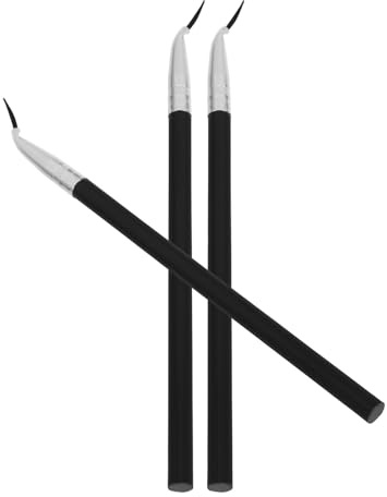 OSALADI Juego de 3 Brochas Multifuncionales de Maquillaje Mango Largo Pelo Natural de Caballo y Ángulo Inclinado Pinceles Precisos para Delineador de Ojos y Labios Ideales para Uso