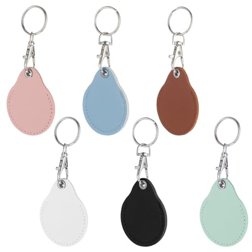 FdcZeyxior Leather Key Fob Holder, 6 Pcs PU Leather Keychain Key Holder