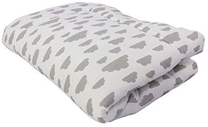 Puckdaddy Agnes | Krabbeldecke | 140x100 cm | Weiß | Wolken Muster | 100% Baumwolle | Oeko-TEX geprüft | waschmaschinengeeignet