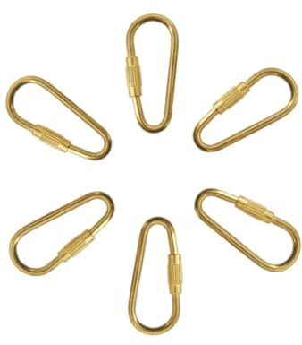 EPRHAY Brass Cable Key Chain Hook Carabiner Screw Lock Quick Link Lock Carabiner Key Ring for Hiking Camping Accessories DIY Key Rings Hanging Crafts Pack of 6