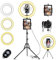 LED Ring Light avec Trépied et Support de Téléphone, 10 Anneau Lumière avec Télécommande Bluetooth, 3 Modes d'Eclairage et 10 Niveaux de Luminosité, pour Tiktok/Youtube/Live Stream/Maquillage