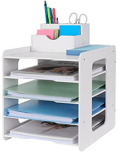 Briefablage, Papier-Organizer, Schreibtisch-Organizer, Dokumentenhalter, A4-Papierablagen für Zuhause, Büro, Schule (5 Ebenen)