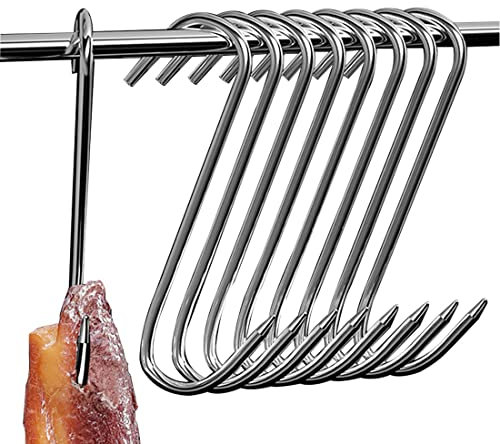 WEERSTONE Ganchos para carne, 12 unidades, de acero inoxidable, ganchos colgantes de 15 cm, ganchos para carniceros, ganchos de cocina, ganchos para pescado, ganchos en forma de S