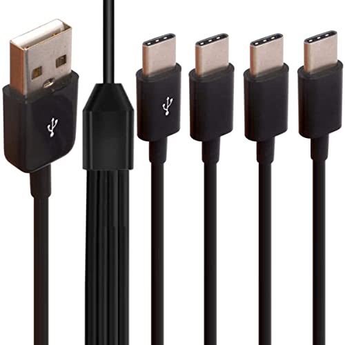 Tomost Multi USB C Y splitter laddkabel, 4-i-1 USB 2.0 A kontakt till 4 typ C kontaktkabel för varje USB C-driven enhet (30 cm) (USB till 4 typ C)