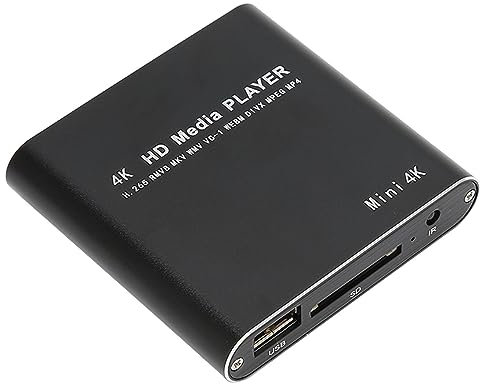 VBESTLIFE 4K Media Player, HD Video Player Media Player, mit Fernbedienung, Digitaler MP4-Player, für HD Multimedia Interface AV USB-Speicherkarten(Schwarz)