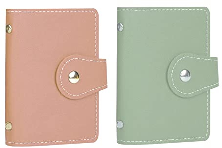PRIVILLA 2 Pcs Credit Card Holder and Credit Card Wallet，Sd Card Holder Each Has 26 Card Slots for Organizers, 2024 New Credit Card Holders for Men and Women (Green+pink)