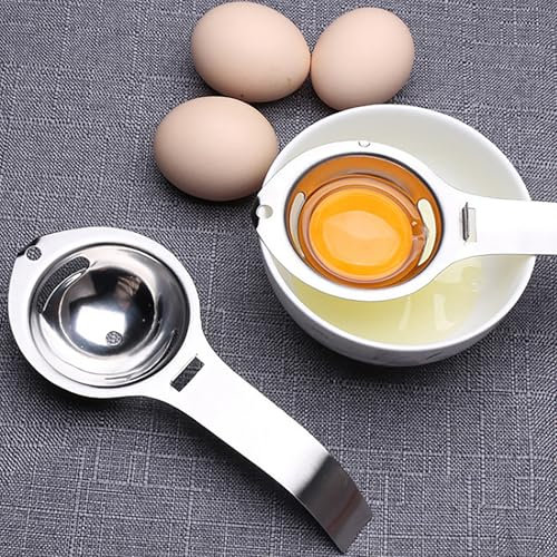 WDEC 2pcs Separatore per Tuorlo D'uovo, in Acciaio Inox, Filtro Bianco Tuorlo D'uovo, Filtro per Uovo, Filtro per Uova e Utensili da Cucina, Separatore per Uova, Filtro per Cucchiaio da Cucina