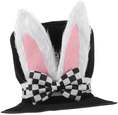 Weißer Hasenohr-Zylinder Erwachsener Schwarzer Hasenohr-Zylinder Weißer Kaninchenkostüm-Kaninchenohren-Aufsatz Für Ostern-Halloween-Cosplay-Häschen Verkleiden Sich