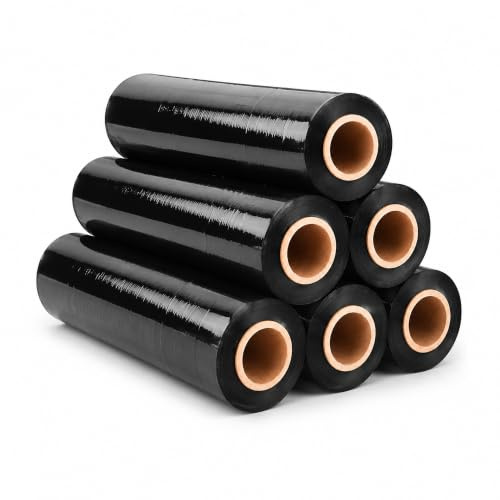 Film Estirable Negro para Embalaje 1,4 kg, 6 Rollo de 50 cm x 200 m