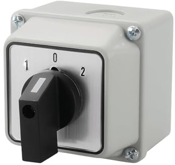 Nizirioo Universal vridbrytare SZW26-20/D202.2BF, huvudströmbrytare utomhuslåda, nätströmbrytare, ON-OFF-ON 3 positioner, 2 faser, 8 terminaler, CE, stängd växelbrytare