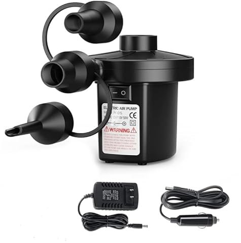 Elektrische Luftpumpe, Luftpumpe für luftmatratze, 2 in 1 Inflate und Deflate Elektrische Pump mit 3 Luftdüse für aufblasbare Matratze,Luftmatratze Pool,Schwimmring für Haus und Auto