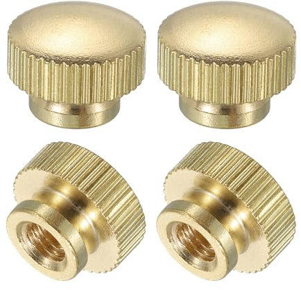 QUARKZMAN Dadi a Farfalla Scanalati, 4pz M5 x D12mm x H9mm Foro Cieco Ottone a Testa Alta con Colletto a Testa Alta Foro Cieco Elementi Fissaggio Pomelli Rotondi per Parti Stampanti 3D