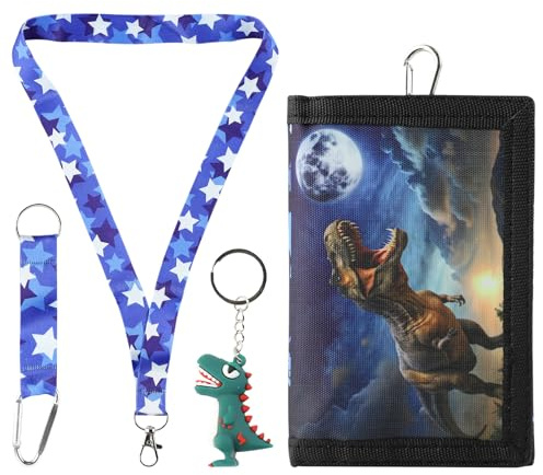 GmeDhc Portefeuille pour Enfant, Porte Monnaie Enfant Pliable | avec Mousqueton, Lanière de Cou et Porte-clés, pour Garçons Filles