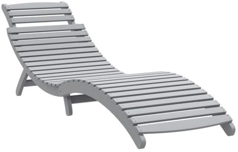 vidaXL Sonnenliege, Gartenliege mit Klappdesign, Sonnenbett für Pool Terrasse Garten, Relaxliege Gartenmöbel, Grau Massivholz Akazie