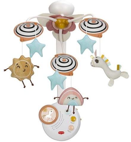 Tiny Love Mobile classique, mobile pour bébé de 0 mois et plus, mobile musical portable pour landau, poupées magiques en peluche, 20 minutes de musique continue, licorne, pays des merveilles