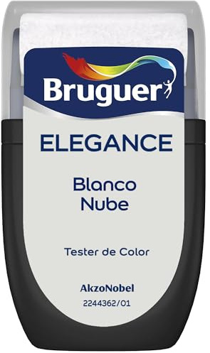 Bruguer ELEGANCE Pintura Monocapa ExtraMate, Paredes y Techos, Interior, Exterior protegido, Alta Durabilidad, UltraLavable, Resistente al Desgaste y Manchas Blanco Nube 30 ml