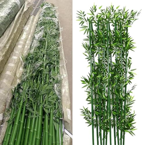 JFUTD Paquete bambú Falso, Plantas de privacidad con Hojas de Seda for decoración de Interiores y Exteriores, Valla de jardín, Patio, Impermeable y de bajo,3.3/4/5/6/6.5ft(20 Pack,1.2m/3.9ft Tall)