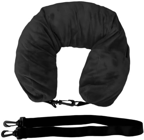 Cuscino da viaggio riempibile, cuscino da viaggio imbottito con benda, cuscino da viaggio multifunzionale a forma di U per il collo