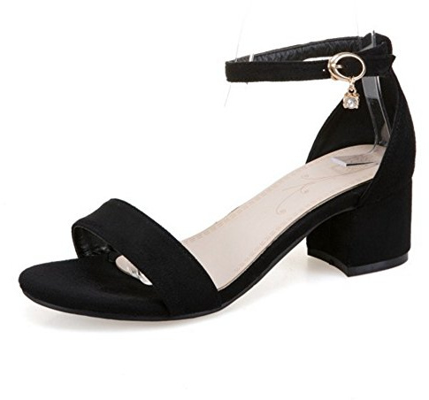 Smilice Sandali da donna accoglienti con tacco a blocco aperto scarpe estive, Nero , 34 EU