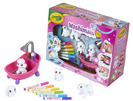 CRAYOLA Washimals - Washimals Bañera y 4 Mascotas, a Partir de 3 años, Kit Actividades para Colorear y bañar a los Cachorros, Juego y Regalo para niños