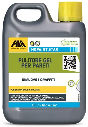 FILA Surface Care Solutions Fila No Paint Star Professional Water-Based Gel Cleaner-Graffiti Remover from Bricks, Cement and Natural Stone, 1L