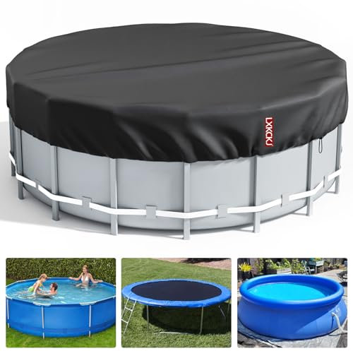 LXKCKJ Runde Poolabdeckung für oberirdische Pools- Lagertank Poolabdeckung mit Kordelzug Design-Whirlpool-Abdeckung Ideal für wasserdicht und staubdicht (3,1 m,Schwarz)