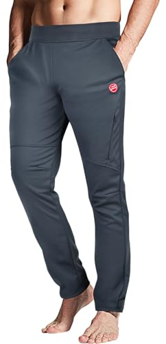 Souke Sports Men's Winter Cycling Pants, Windproof Fleece Thermal Bike Pants, Breathable Athletic Sweatpants for Running Grey