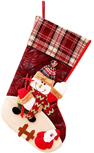Calza di Natale Set 1 Pezzi ZHUYAO-Calza Natalizia 47x29cm Albero di Natale, Decorazioni stagionali -Borsa Regalo Candy Pouch Bag con Pupazzo di Neve