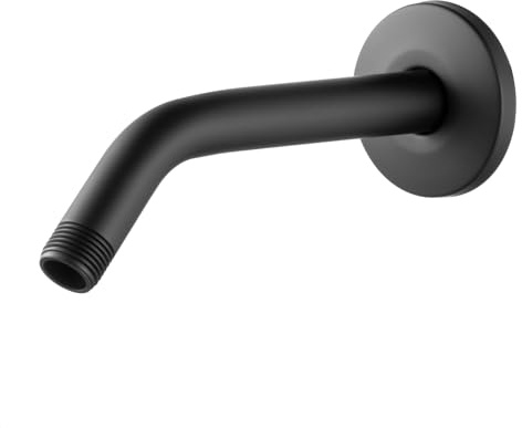 OFFO Shower Arm with Flange, 6-Inch Wall Mount Replacement Angle Shower Head Arm Wall-mounted For Fixed Shower Head & Handheld Showerhead, Matte Black