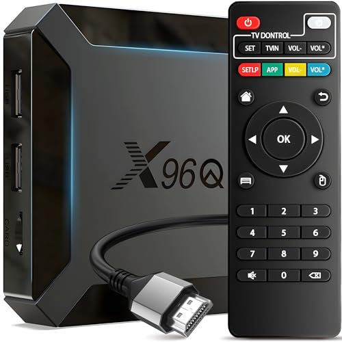 Retoo X96Q HD 4K Android 10 Smart TV Box mit HDMI 2.0, WiFi, LAN, 16 GB und Fernbedienung, Ultra HD Streaming Media Player 1080p, Schwarz