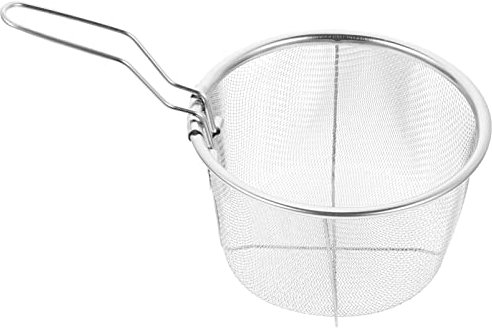 BESTonZON Cesta Frita Cesta para Freidora De Pavo Freidora De Aire De Vidrio Colador para Freír Aros De Cebolla Espumadera para Pasta Cuencos Cobre Cesta De Acero Inoxidable Italia Francés