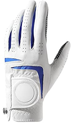 XARONF Men’s Golf Glove Left Hand with Ball Marker Value, Soft Comfortable, Fit Size, 2 Pack (Color : Blue, Size : 25)
