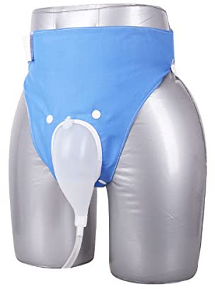 Externer Katheter Urin Sammlung Tasche für Männer Wiederverwendbare tragbare Silikon Urinal mit 2 Urin Katheter Taschen (Ältere Männer Blau)