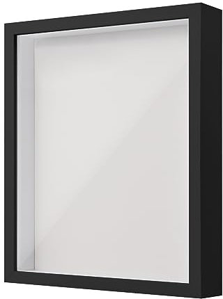 heavenlife 3D Shadow Box, 27x22 cm Deep Picture Frame Display Box for Tabletop and Wall, Wooden 3D Photo Frame for Tickets Medal Flower Memorabilia Crafts (Black 3CM)