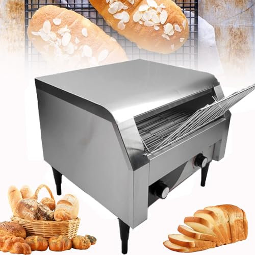 WDDEYYDS Tostadora transportadora Tostadora transportadora de Catering Comercial de Acero Inoxidable Horno Tostador de Superficie Plana Tostadora Profesional,Silver-450