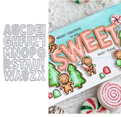 26 engelska bokstäver stansade för korttillverkning, monogram metallskärningsmatriser för pappersscrapbooking, gör-det-själv-schabloner för album fest bröllop festivaler dekoration