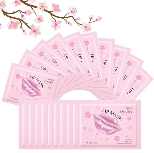 20PCS Sakura Lip Masks - Cherry Blossom Lip Care - Sleeping Lip Mask - Deep Nourishment, Moisturizing, Brightening, Silky Texture, Easy Storage