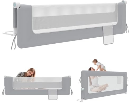 LZQ Zanzariera per letto per bambini, pieghevole, protezione contro le cadute, protezione dal letto, per bambini, protezione contro le cadute (grigio chiaro, 180 cm)