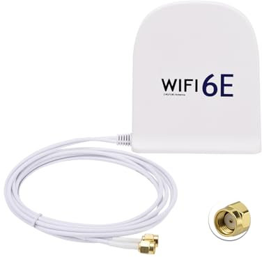 Bingfu WiFi 6E Tri-Band Antenne 2,4GHz 5GHz 6GHz, 8dBi MIMO Antenne mit Magnetfuß, 2m Kabel, RP-SMA Stecker für WiFi-Router, Smart Homes, Büros, verbesserter Signalempfang, Weiß