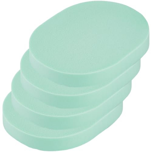 GORGECRAFT 4 Esponja Desmaquillante Reutilizable Esponja Limpiadora Facial Esponjas de Maquillaje Esponjas Ovaladas para Lavarse la Cara Almohadillas de Lavado Facial de Verde Pálido para Mujeres