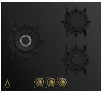 ALPHA Placa de Gas URANO GOLD Rústica Dorada. Encendido Automático, Wok, Parrillas de Hierro Fundido. **Alta Gama**