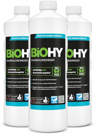 BiOHY Cykelrengörare (3 x 1 liter) | Högeffektivt skum | biologiskt nedbrytbart | perfekt för elcyklar och alla cyklar | rengöringsspray