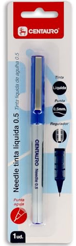 Centauro - Penna a punta ago, Needle 0,5 mm, inchiostro liquido, colore blu, grande pressione, tratto sottile, meno pressione durante la scrittura, perfetto come materiale scolastico