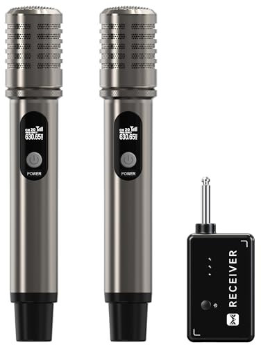 Wireless Microphones, Microphone Wireless with One-to-One Chip Connection and Rechargeable Receiver, 40H Duration, 200FT, Less Latency, Metal construction Singing Microphone for Karaoke, TikTok, Party