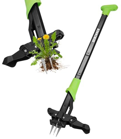 DEWINNER Extractor de Malezas de Jardín con 4 Garras de Acero y reposapiés, Longitud 100 cm, Fácil Eliminación de Malas Hierbas, Sin Agacharse