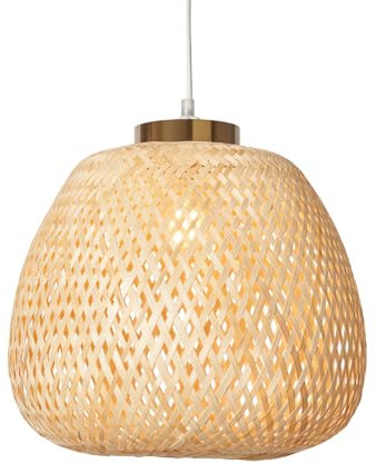 Litecraft Naya Light Shade 33cm Woven Bamboo Easyfit Ceiling Lampshade - Natural