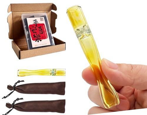 Glass Cigarette Holder Set of 2 - Handcrafted Elegant Curved Design with Gold Accents – 3.15 (8 cm) Reusable Mouth Tips and Glass Mouthpiece for Smooth Draw,Easy and Reduced Finger Residue