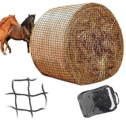 Red De Heno para Caballos,5x5 FT Red De Heno En Pacas Redondas Red De Heno Resistente Al Desgaste para Caballos,Malla De 4.5 x 4.5 Cm,Prolongación De Los Tiempos De Alimentación (150x150cm)